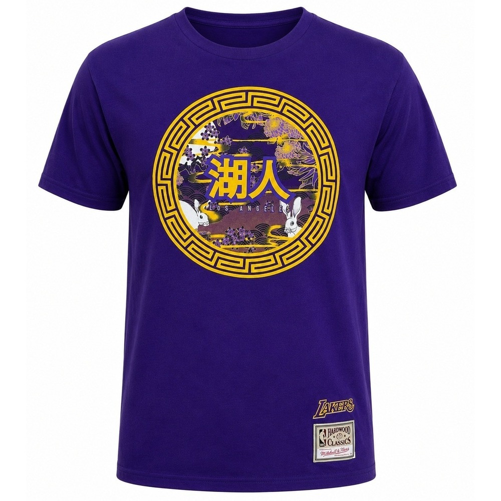 Mitchell & Ness Los Angeles Lakers Lunar New Year Rabbit Purple T-Shirt Mens S
